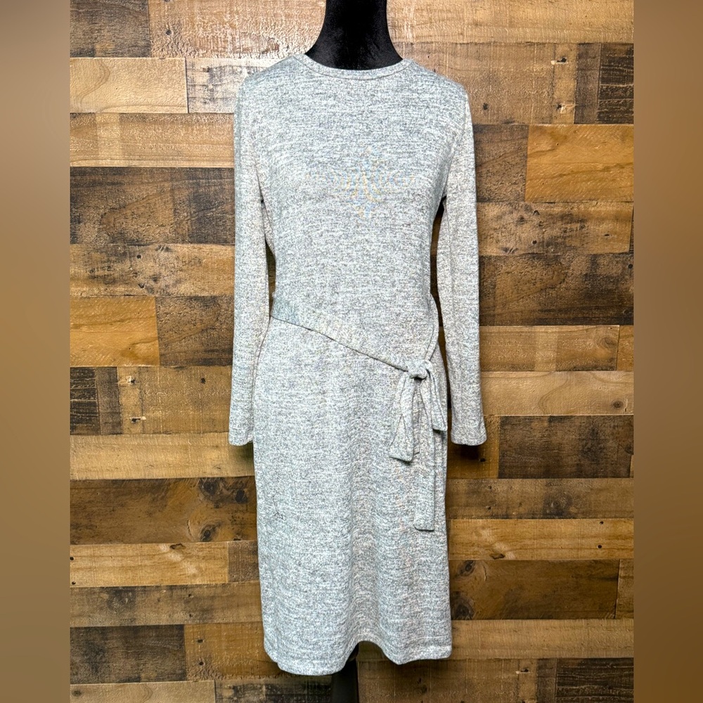 Max & Ash Women's Gray Belted Long Sleeve Dress Large L AB 657